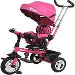 Kiddo Smart 4 in 1 Kids Children Trike Tricycle with Rotating Seat, Rear Brake and Sun Canopy (Pink)