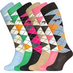 EQUESTRIAN SOCKS LADIES GIRLS KNEE HIGH ARGYLE DIAMOND HORSE RIDING SOCKS (6)