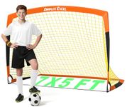 Dimples Excel Soccer Goal Kids Soccer Net for Backyard, 1 Pack (7' x 5', Orange Black)