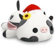 Onsoyours Cute Cow Christmas Plushie, Soft Stuffed Sunflower Cow Squishy Plush Animal Toy Sunflower Cow Pillow for Kids (Christmas Sunflower Cow, 12")