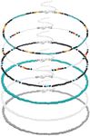 Yolev 6 Pieces Colorful Tiny Seed Beaded Necklace Boho Beads Choker Seed Beaded Choker Necklace Beach Necklace Chain Jewelry for Women Teen Girls