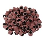 100Pcs Dia 1/2" Sanding Drum Sleeves Set Sand Bands with 2 Mandrel for Pet Dog Nail Grinder Heads Rotary Tool Bits Jewelry Light Polishing Abrasive Tools, Grit 80