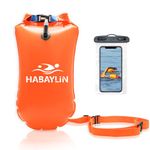 20L Swim Buoy, Swim Buoy with Storage for Kids and Adults, Waterproof Inflatable Dry Bag Swim Safety Float for Water Sports, Open Water Swimmers, Triathletes, Kayakers and Snorkelers, Orange