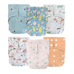 LA PETITE OURSE 6 One Size Printed Snap Cloth Diaper with 12 4-Layer Premium Bamboo Inserts, for Babies Weighing 10–35 Pounds - Palms