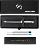 Wordsworth and Black Ballpoint Pen Black Lacquer- Stunning Luxury Pen Chrome Finish, Ink Refill, Best Gift Set for Men & Women, Refillable, Elegant, Nice Pens, Fine Point