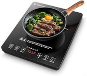 AMZCHEF Portable Induction Cooktop 20 Temperature & Power Levels, 1800W Induction Stove Burner with 5.9" Heating Coil, Low Noise Hot Plate Single Electric Cooktops Countertop Stove with Timer