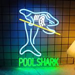 Vinray Pool Shark Billiards Neon Sign for Game Room,Garage Sign for Wall Decor,Azure and Green Color Neon Bar Light,Pub,Club Decoration,5V USB Power Supply.