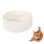 Ceramic Cat Bowl Puppy Bowls - Cat Feeding Bowl Whisker Friendly - Heavy Cat Food Bowl Anti Tip Over - Cat Water Bowl Spill Proof - Pet Bowl Dish for Cats and Small Dogs - 16.23 oz - 480 ml - White