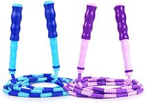 Supertrip Jump Rope Kids-2 Pack Soft Beaded Skipping Rope Adjustable Tangle-Free Segmented Jumping Rope for Children and Students