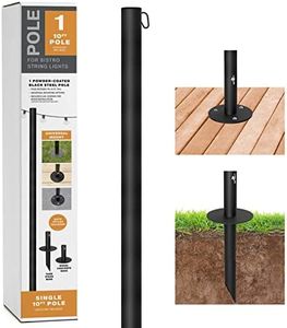 EXCELLO GLOBAL PRODUCTS Bistro String Light Poles - 1 Pack - Extends to 10 Feet - Universal Mounting Options Included