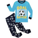 EULLA Toddler Boy Football Pyjamas Kids Goal Getter Pjs Set Soccer Sleepwear Long Sleeves 2 Pieces Outfit 2-3 Years