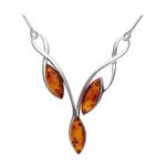 Designer Inspirations Boutique Amber Sterling Silver Necklace - Unusual Design Amber Necklace - Amber Jewellery