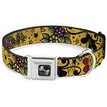 Buckle-Down 16-23" Mom & Dad Close-Up Yellow Dog Collar Bone, Wide Medium