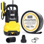 6699 1/4 HP Portable Sump Pump with 25FT Backwash Hose 1-1/2” Easy Installation for Draining Clean/Dirty Water from Pool Pond Flooded Basement SUB 2000 Kit