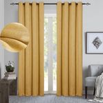 GRALI-DECOR Blackout Curtain Draperies, Home Decor Fashion Grommet Top Thermal Insulated Drape Panels for Living Room (2 Packs, 52" x 95", Mustard Yellow)