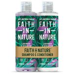 Faith In Nature Natural Lavender & Geranium Shampoo and Conditioner Set, Nourishing, Vegan & Cruelty Free, No SLS or Parabens, For Normal to Dry Hair, 2 x 400ml