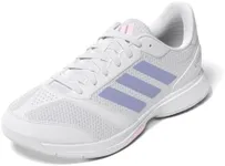 adidas Women's Ligra 8 Indoor Sneaker, White/Violet Tone/Clear Pink, 9