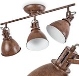 Koppom Ceiling Light, Metal Ceiling lamp in Rust Brown/White, 3-Flame, with Adjustable spotlights, 3 x E14 Socket, Retro/Vintage Design Spotlight, Bulbs not Included