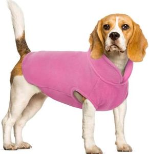 FUAMEY Dog Fleece Vest,Warm Sweatshirt Puppy Stretchy Sweater Pullover Dog Turtleneck Coat Dog Winter Jacket with Leash Hole, Dachshund Sweaters Yorkie Clothes for Small Medium Large Dogs Pink XXL