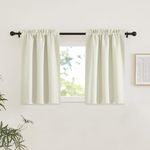 NICETOWN Room Darkening Cafe Curtains 30 inch Length, Dual Rod Pockets & Hook Belt Light Blocking Small Window Treatments for Nursery/Kitchen/Basement, Natural, W26 x L30, 2 Panels