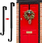 Wreath Hanger for Front Door, Adjustable Black Wreath Hanger from 15 to 25 Inches Wreath Hanger, 20 lbs Larger Door Upgrade Wreath Hanger Christmas Wreaths Decorations Hook