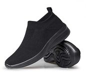 AFB Womens Walking Shoes Sock Sneakers Lightweight Jogging Casual Comfortable Breathable, All Black 10