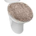 TOWN & COUNTRY BASICS Spa Step Noodle Solid Bathroom Toilet Lid Cover, Plush, Soft, and Absorbent, Machine Washable, Taupe, 18.5"x19.6"