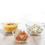 Borosil Select Serving & Mixing Bowl | Set of 3 (500ml + 900ml + 1.3L) | Borosilicate Glass Bowl for Kitchen & Dinning | Multipurpose Bowl for Mixing Dough, Salad, Batter | Microwave & Dishwasher Safe