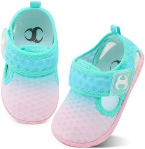 Scurtain Kids Toddler Water Shoes Quick-Dry Aqua Socks for Baby Boys Girls Toddler Beach Shoes Swim Shoes with Non-Slip Sole, Pink/Blue, 6 Toddler