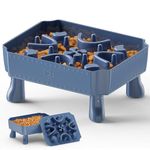 Slow Feeder Dog Bowls,2 in 1 Dog Puzzle Slow Feeder for Large Breed, Maze Elevated Dog Food Bowl Anti-Choking Interactive Dog Feeding Bowls Slow Down Eating for Boredom & Anxiety (1.Blue)