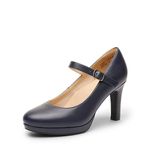 DREAM PAIRS Women's Close Toe Classic High Heels Round Toe Comfortable Low Platform Mary Jane Dress Pumps Shoes,Size 7,Navy,SDPU2425W