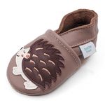 Dotty Fish Leather Baby Shoes. Toddler Shoes. Non-Slip Suede Soles. Boys and Girls. Light Brown Hedgehog. 12-18 Months (5 UK Child)