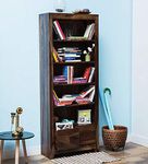 Shagun Arts Sheesham Wood Open Book Shelf | Living Room Bookcase with 4 Shelves & 2 Drawer Storage | Brown Finish