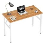 Need 31.5inches Folding Computer Desk Foldable Computer Table with BIFMA Certification Writing Desk Folding Table Home Office Desk, No Need to Assemble, Teak&White, AC5BW-8040-CA