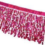 Lauthen.S 9.8 Yards Sequins Fringe Trim, 6 Inch Sequin Tassels Sewing Trim for DIY Craft Latin Dress Clothing Embellishment Hot Pink