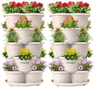 VIVOSUN 2-Pack 5 Tier Vertical Gardening Stackable Planter for Strawberries, Flowers, Herbs, Vegetables Ivory