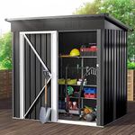 DWVO Outdoor Storage Shed 5x3FT, Heavy Duty Metal Tool Sheds Storage House with Lockable Door & Air Vent for Garden, Patio, Lawn to Store Bikes, Trash Bins, Tools, Lawnmowers, Dark Gray