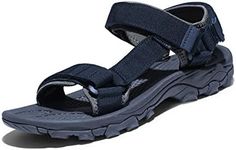 NORTIV 8 Men's Sandals Hiking Sports Lightweight Summer Water Arch Support River Open Toe Athletic Trail Outdoor Walking Sandals,Size 11,Dark/Blue/Grey,LANGDO-2