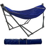 Tranquillo Adjustable Hammock Stand, Collapsible Hammock with Stand, Camping Hammock Stand and 2 Layered Polyester Hammock Net for 2 Persons with Carry Bag, Blue