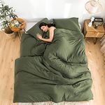 COTTEBED Ultra-Soft Queen Washed Bedding Comforter Sets Bed, All Seasons Use Light Weight with Warm Fluffy Washable Cotton Microfiber Fabric,1 Bed Comforter & 2 Pillow Sham(Queen/Full,Dark Olive Green