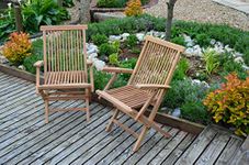 Field & Hawken - Oxford Folding Teak Garden Armchairs | Pack of 2 Teak Folding Outdoor Dining Armchairs | Delivered Assembled