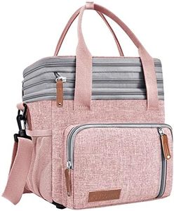 Adult Insulated Lunch Box for Work, Expandable Large Pink Lunch Bags for Women Men, Leakproof Double Deck Lunch Box Cooler Tote Bag with Removable Shoulder Strap（Pink）