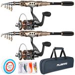 PLUSINNO Fishing Rod and Reel Combos Carbon Fiber Telescopic Fishing Pole with Reel Combo Sea Saltwater Freshwater Kit Fishing Rod Kit, 1.8M 5.91FT (PLFBO01-2PACK-FBA)