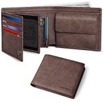 HOCRES® Mens Wallet with 15 Credit Card Holders Wallets for Men UK RFID Blocking Leather Slim Wallet 2 Banknote Compartments 2 ID Window Mutifunctional Wallet with Gift Box