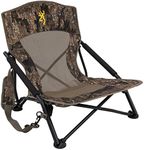 Browning Strutter Camo Turkey Hunting Chair with Foldable Low Profile Compact Design, Durable Steel Frame, and Padded Shoulder Carry Strap and Carry Bag