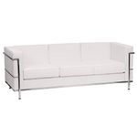 Flash Furniture ZB-BRETTFORD-810-3-Sofa-WH-GG Hercules Bretford Series Contemporary White Leather Sofa with Encasing Frame