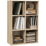 HOMCOM 6-Cube Bookcase, Storage Unit, Shelves Storage Display for Trinkets, Souvenirs, Potted Plants, for Study Room, Living Room, Home Office, 65.5 x 30 x 97.5cm, Oak Tone