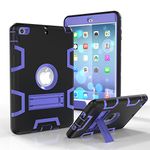 iPad mini 1/2/3 Case,iPad mini 1/2/3 Retina Case,Jaorty 3 IN 1 Hybrid [Soft&Hard] Heavy Duty Rugged Stand Cover Shockproof Anti-slip Anti-Scratch Full-body Protective Cases for iPad mini 1/2/3, black/purple