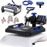 VEVOR Pro Heat Press 15x15 Inch, 8 in 1 Heat Press Machine with 30 OZ Tumbler Press, Swing Away T Shirt Pressing Machine, Combo Tumbler Hat Heat Press for Sublimation T-Shirt Hat Cap Mug Plate, Blue