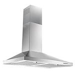 24 Inch Range Hood, Wall Mount Vent Hood in Stainless Steel with Ducted/Ductless Convertible Duct, 3 Speed Exhaust Fan, Energy Saving LED Light, Push Button Control, 2 Pcs Baffle Filters